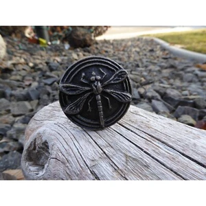 Vintage Schubladenzug braun Metall Libellengriff Schrank Kommode Türknauf - Bild 1 von 6