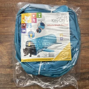 Kitty City Whale Shark Tunnel, Blue Catnip Squid Toy, Refillable Catnip Tail NEW - Picture 1 of 5