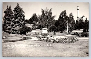 AK Stadtpark, Helena, Montana B- 753 Rppc Wheeping Willow Tree, Blumen - Bild 1 von 2