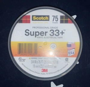 Scotch 3m Super 33+ Electrical Tape Vinyl Electric Pro-Grade 3/4" x 76’ - Picture 1 of 3