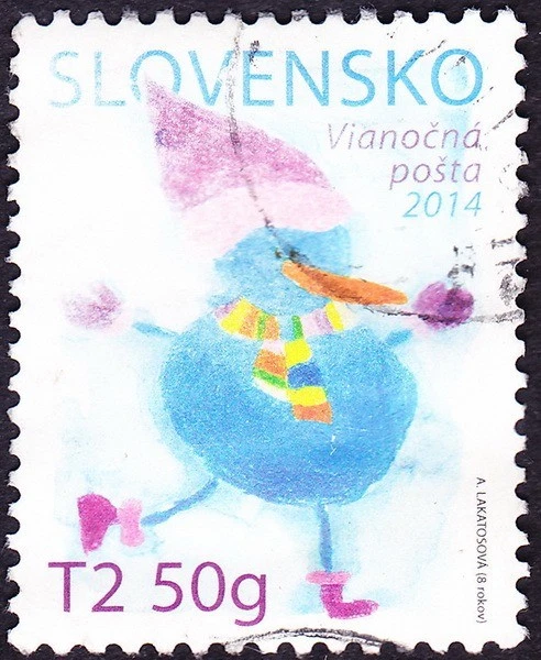 Slovakia Stamp Scott # 701 Postally Used F-VF - T2 50g Snowman with Scarf Issue - Image 1 of 1
