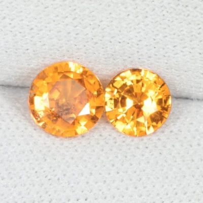 MARAVILLOSO GRANATE ESPESARTITA NATURAL NARANJA FANTA BRILLANTE MARAVILLOSO 1,68 ct redondo 2 piezas LGC Foto 1 de 2