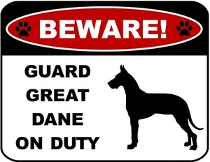 Attenzione Guardia Grande Alano (Silhouette) in servizio 11,5" x 9" insegna cane laminata - Foto 1 di 4
