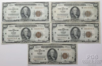 (5) Series 1929 $100 National Bank Notes - Chicago, Illinois  26333 - Image 1 of 4