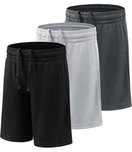 Boy'S 4-Pack Athletic Shorts Kids Youth Quick Dry Active Performance Basketball - Picture 1 of 14