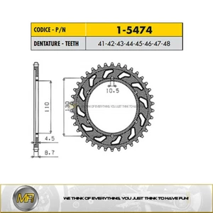 FOR YAMAHA FZ6 Fazer 600 FROM 2004 TO 2009 STEEL REAR SPROCKET 530 - 44 TEETH - Picture 1 of 1