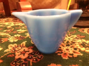 Octagonal Blue Akro Agate Child's Toy Pitcher Slag Glass 2-1/2" t Vintage - Picture 1 of 12