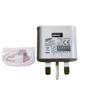 Genuine Samsung 1 Amp USB Charging Plug Adaptor ETA0U83UWE Plug + Cable - White - Picture 1 of 8