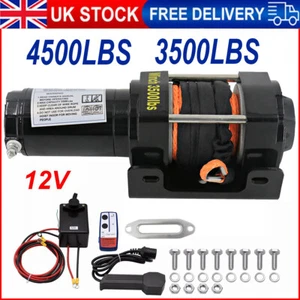 4500LBS 3500LBS Electric Winch 12V Synthetic Rope Truck Trailer Towing Off Road - Picture 1 of 15