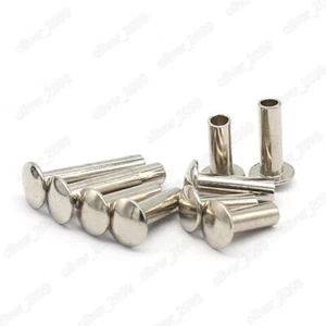 Rivetti semi tubolari testa ovale acciaio nichelato M2 M2,5 M3 M4 M5 M6 - Foto 1 di 5
