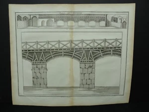 18th Century 1722 Copper Engraving Print "Pont Du Danube" Bernard De Montfaucon - Picture 1 of 2