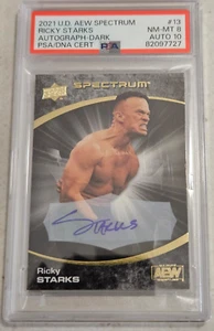 Ricky Starks AEW Auto Dark /25 Spectrum Graded 8 2021 SSP WWE NXT Saints PSA - Picture 1 of 2