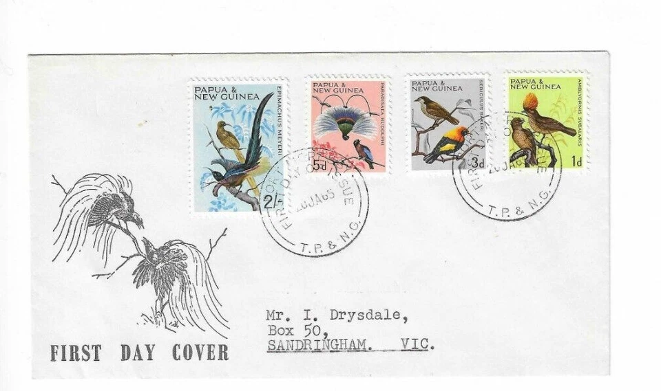 PAPUA NUEVA GUINEA 1965 FDC enviado a Australia - Aves Foto 1 de 2