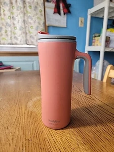 Aladdin eCycle Travel Coffee Mug 16oz Salmon Red Flip Tab W/ Handle Microwave - Picture 1 of 10
