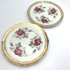 2X Enoch Wedgwood Tunstall Ltd 25Cm Plates   Red Roses With Gold Border   K12