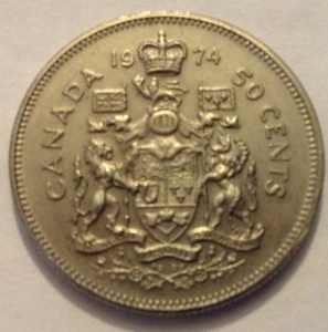 50 centavos de Canadá - medio dólar 1974 - circulado - franqueo mundial - Imagen 1 de 1