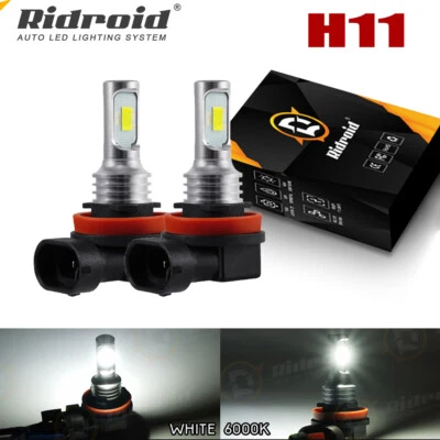RIDROID H11 H8 H9 LED Headlight Kit High Low Beam Bulbs Super Bright 6000K White - Image 1 of 4