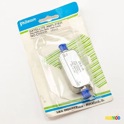 NEW Philmore Satellite Amplifier 900-2000MHz w/ 20dB Gain Coaxial Line DC 12-18V - Image 1 of 3