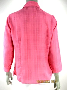 NOTATIONS SZ M Polyester Coral Pink Textured Semi Sheer Buttons Blouse Top Shirt - Picture 1 of 12