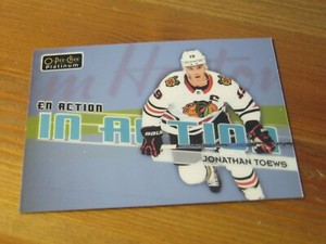 2018 19 OPC O Pee Chee Platinum In Action #IA 1 Jonathan Toews - Blackhawks  ZH2