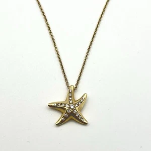 Tiffany & Co. Elsa Peretti 16" Necklace 18K Yellow Gold Diamond Starfish Pendant - Picture 1 of 5