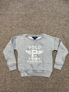 Polo Ralph Lauren Girls Logo NY Fleece Sweatshirt Gray Size Small (7) New - Picture 1 of 7