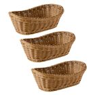 3X Oval Wicker Woven Basket Bread Basket Serving Basket, 11 Inch Storage3378