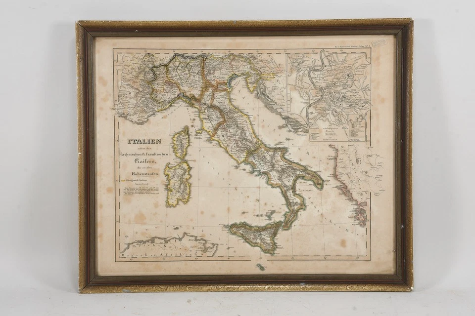 Q32R27- Kolorierter Kupferstich Italien unter sächsischen & fränkischen Kaisern - Bild 1 von 4