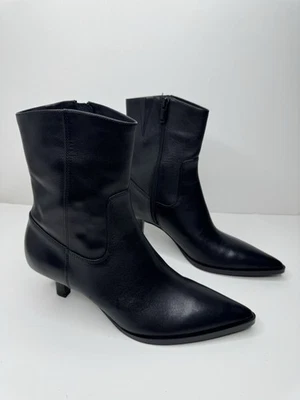 & Other Stories sleek black leather kitten heel pointed toe ankle boots 40 New - Image 1 of 4