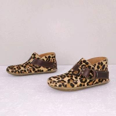 Botas femininas QUODDY anel mocassim 7 marrom bronzeado estampa de leopardo pele couro bota - Imagem 1 de 4