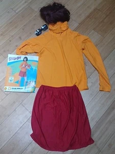 Scooby-Doo Velma Halloween Costume Adult Standard Size Shirt Skirt Wig Glasses - Picture 1 of 4