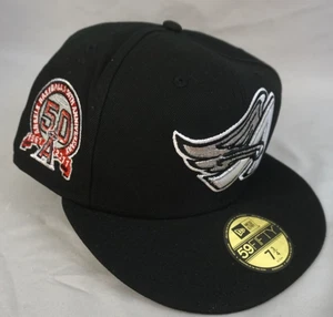 New Era 59fifty MLB Anaheim Angels 50th Anniversary Fitted Hat 7 3/4  Hat Black - Picture 1 of 4