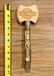Hacha de madera rubia con mango de grifo de cerveza Big Timber barra barril superior Brewing Company - Imagen 1 de 6
