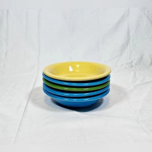 Homer Laughlin Fiestaware 5 Green Blue Yellow 5 1/4" Berry/Fruit/Sauce Bowls~USA - Picture 1 of 3