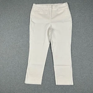 Chicos Trousers Womens 1.5 US 10 White Flat Front Stretch Ankle Pull On Business - Picture 1 of 9