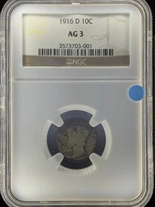 1916-D 10C NGC AG3 Silver Mercury Dime [001] - Picture 1 of 12