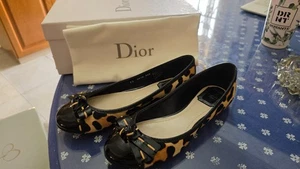 christian dior leopard print calf hair patent bow ballerinas size 36.5 - Picture 1 of 8