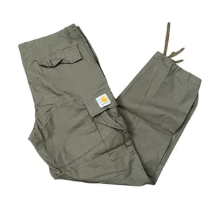 Carhartt WIP Work in Progress Hooded Theory Sweat Mens Large Green Canvas Pants - Imagen 1 de 11