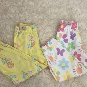 365 Kids 2 Pack Girls Butterfly and Flower Jogger Pants White Yellow 4 NWT - Picture 1 of 3
