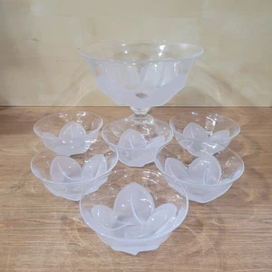 Cristal D'Arques JG Durand Florence mattierte Blumen Servier- & Dessertschalen Set 7 - Bild 1 von 13