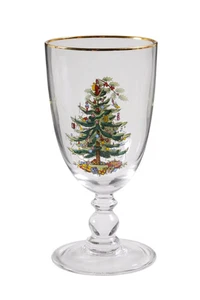Single Spode Christmas Tree Pedestal Stem Gold-Rim Glass Goblet Replacement NIP - Picture 1 of 4