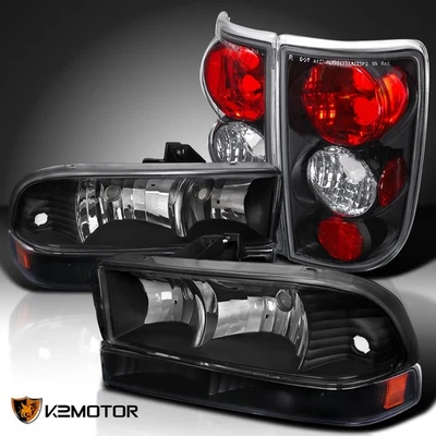 Fits 1998-2004 Chevy Blazer Black Headlights+Bumper Lights+Tail Brake Lamps - Image 1 of 4