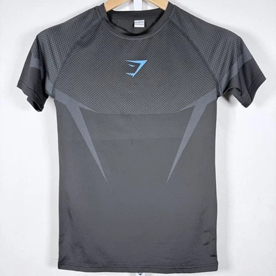 Camiseta masculina sem costura Gymshark Onyx V5 tamanho pequeno preta manga curta elástica - Imagem 1 de 4