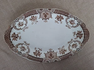 Antique Wedgwood Oval Plate Serving Platter (Brown & White) - Picture 1 of 8