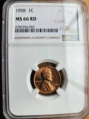 1958 1C LINCOLN WHEAT CENT PENNY  NGC MS66RD - Image 1 of 4