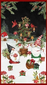 Wilmington Prints - Merry Gnome-Ments - 24.5" Tree Trimming Panel - Multi - Picture 1 of 7
