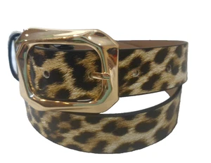 Leopardenmuster rechteckige Schnalle Gürtel passt 26" - 33" Taille - Bild 1 von 5