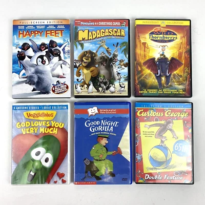 DVD Kids Movies (Lot of 6) Happy Feet, Madagascar, Curious George, MORE! Foto 1 de 4