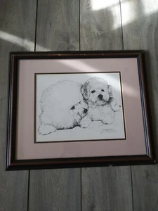 Vintage 1993 Bichon Frise Limited Edition Signed 11x14 Print By Martha Van Loan - Picture 1 of 3