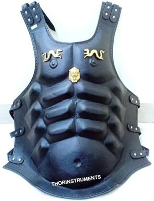 Caballero Romano Medieval Cuero Músculo Negro Armadura Chaqueta Juego de Rol Halloween Hombres Foto 1 de 4